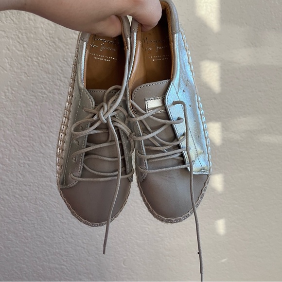 Manuela De Juan Girls European 33 Silver Metallic Lace Up Espadrille’s - Picture 5 of 10